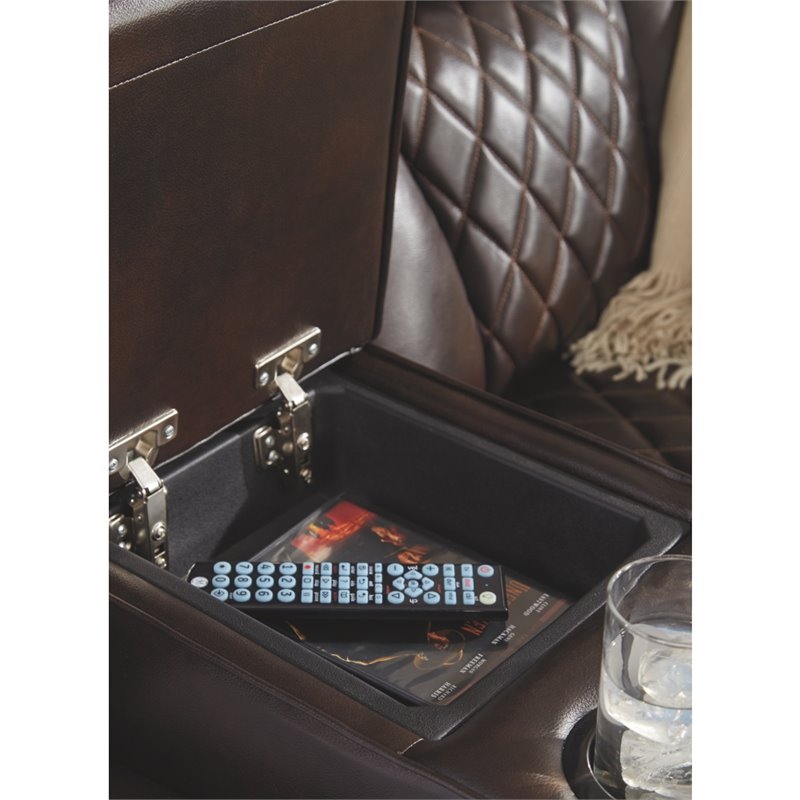 Signature Design by Ashley Warnerton Power Reclining Loveseat in Chocolate