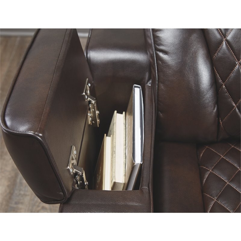 Signature Design by Ashley Warnerton Power Reclining Loveseat in Chocolate