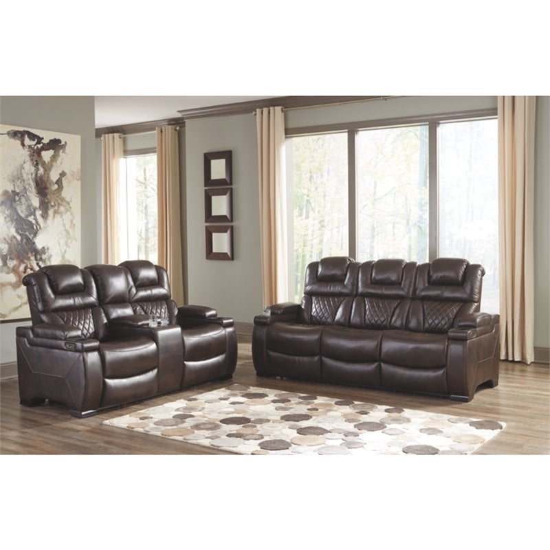 Signature Design by Ashley Warnerton Power Reclining Loveseat in Chocolate