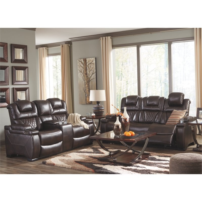 Signature Design by Ashley Warnerton Power Reclining Loveseat in Chocolate