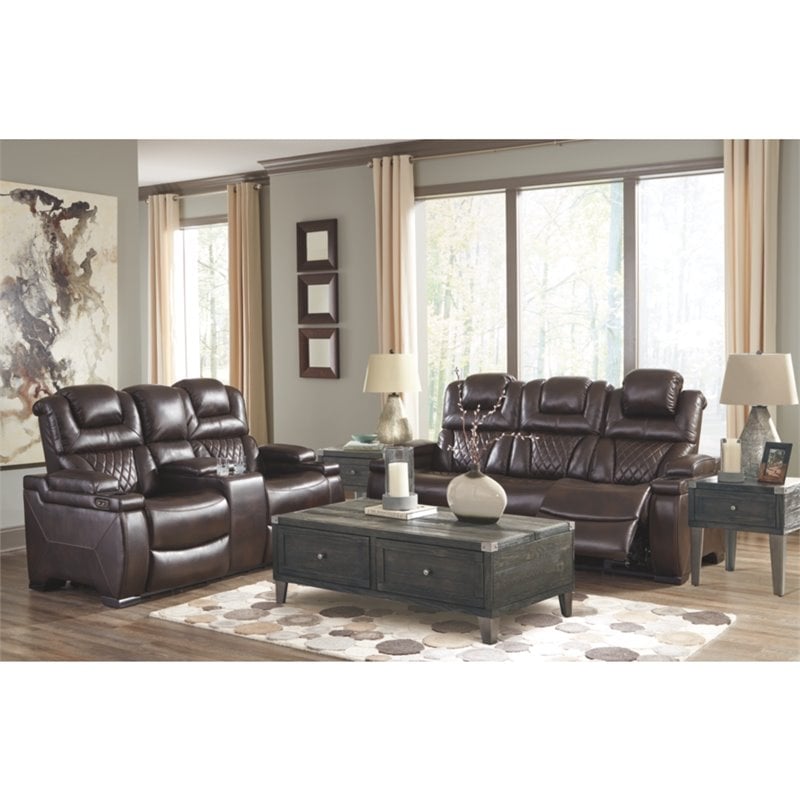 Signature Design by Ashley Warnerton Power Reclining Loveseat in Chocolate