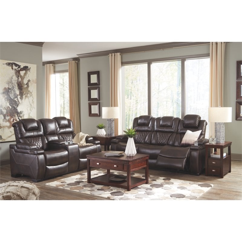 Signature Design by Ashley Warnerton Power Reclining Loveseat in Chocolate