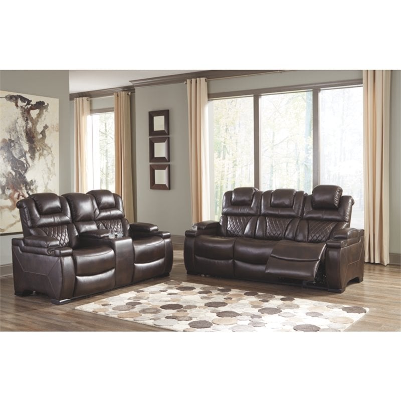 Signature Design by Ashley Warnerton Power Reclining Loveseat in Chocolate