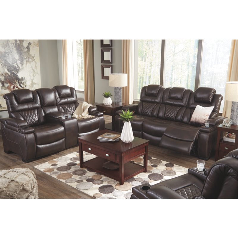 Signature Design by Ashley Warnerton Power Reclining Loveseat in Chocolate
