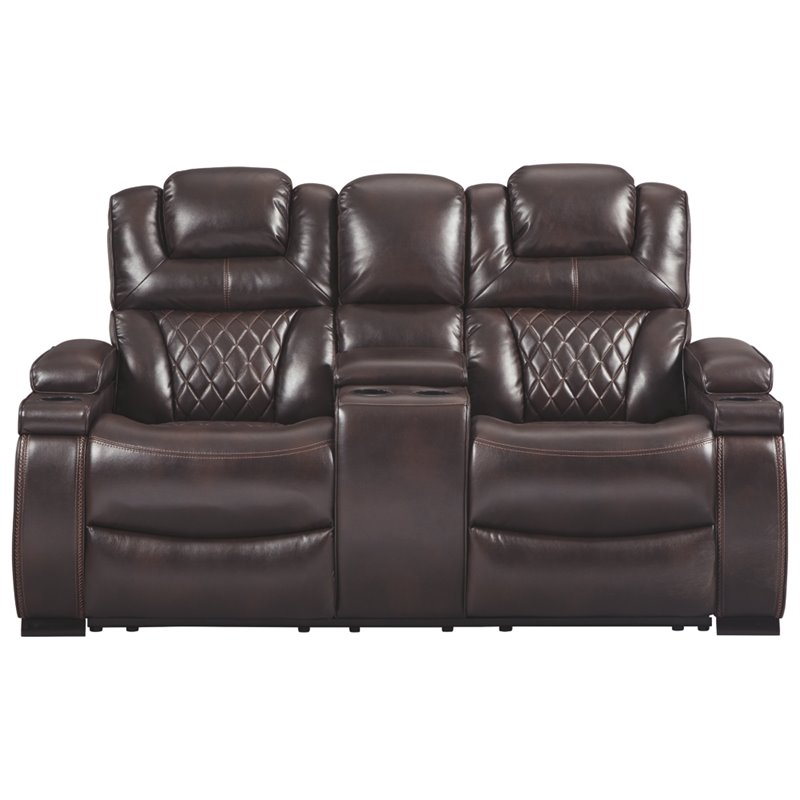 Signature Design by Ashley Warnerton Power Reclining Loveseat in Chocolate
