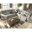 Signature Design by Ashley Mitchiner Reclining Sofa with Drop Down Table in Fog
