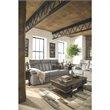 Signature Design by Ashley Mitchiner Reclining Sofa with Drop Down Table in Fog