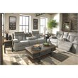 Signature Design by Ashley Mitchiner Reclining Sofa with Drop Down Table in Fog