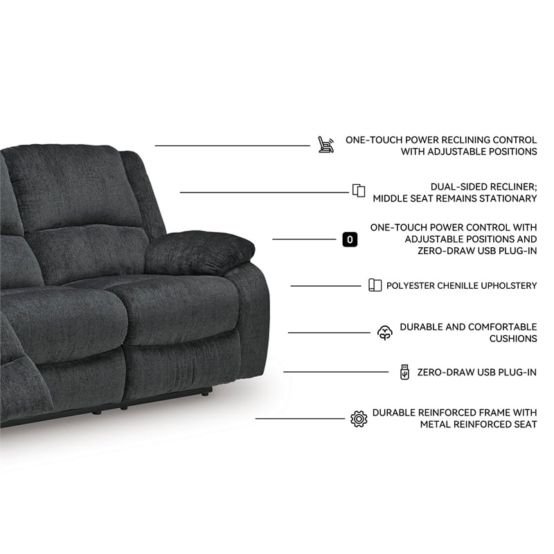 Signature Design by Ashley Draycoll Power Reclining Sofa in Slate