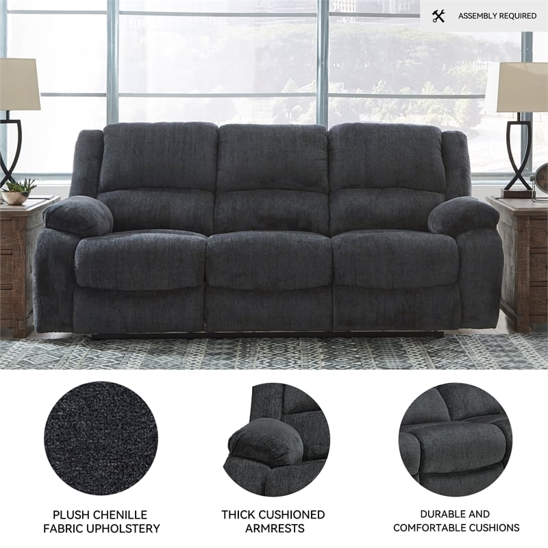 Signature Design by Ashley Draycoll Reclining Sofa in Slate