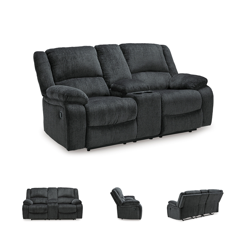 Signature Design by Ashley Draycoll Reclining Loveseat with Console in Slate