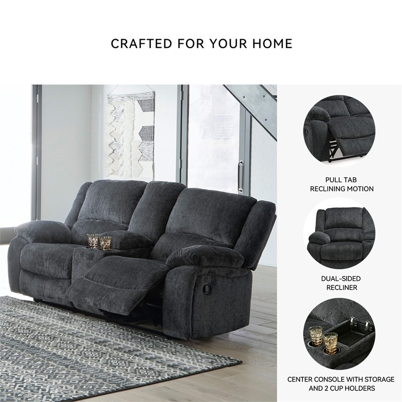 Signature Design by Ashley Draycoll Reclining Loveseat with Console in Slate