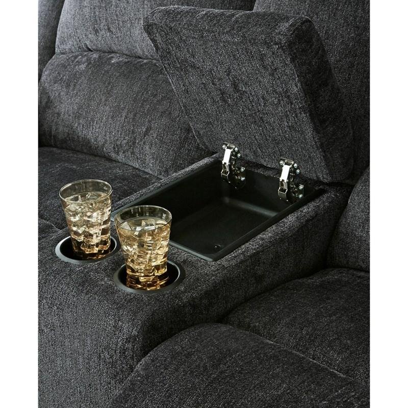 Signature Design by Ashley Draycoll Power Reclining Loveseat in Slate