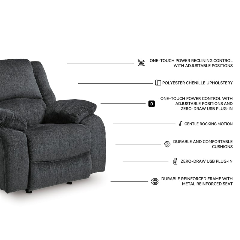Signature Design by Ashley Draycoll Power Rocker Recliner in Slate
