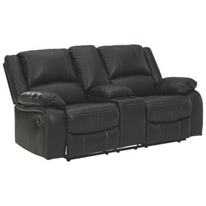 signature design by ashley calderwell reclining loveseat with console in black