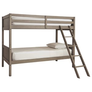 signature design by ashley lettner twin over twin bunk bed in light gray
