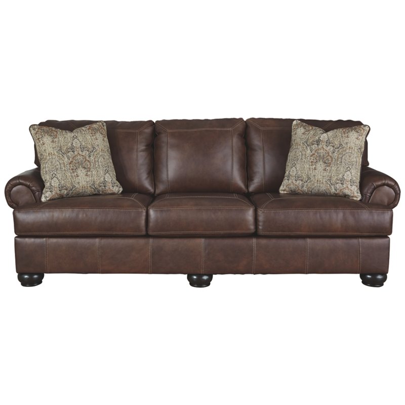 Signature Design By Ashley Bearmerton Leather Queen Sleeper Sofa In Vintage 8790139 Signature Design By Ashley Bearmerton, Leather Queen Sofa Bed