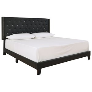 signature design by ashley vintasso upholstered wingback bed in black