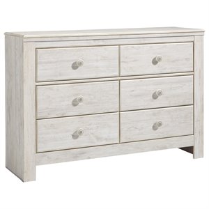 signature design by ashley paxberry 6 drawer dresser in whitewash