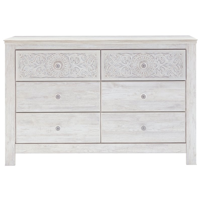 Signature Design by Ashley Paxberry 6 Drawer Dresser in Whitewash