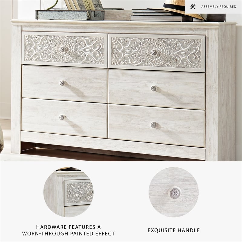 Signature Design by Ashley Paxberry 6 Drawer Dresser in Whitewash