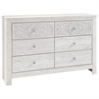 Signature Design by Ashley Paxberry 6 Drawer Dresser in Whitewash