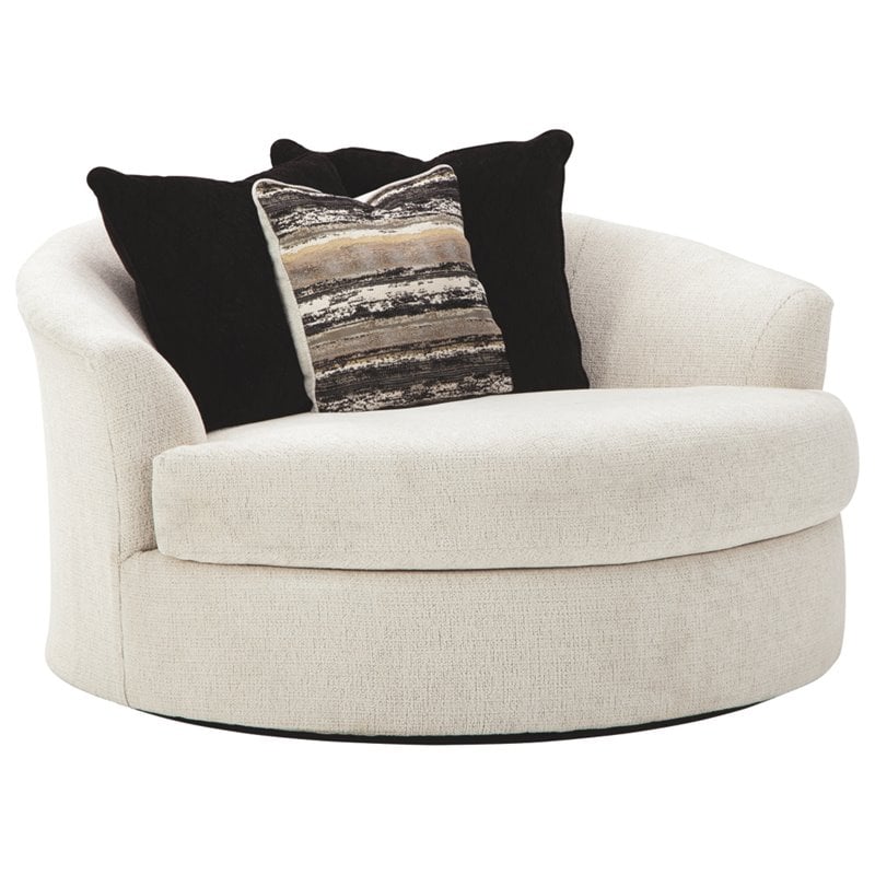 Ashley Cambri Oversized Round Swivel Chair in Snow - 9280121