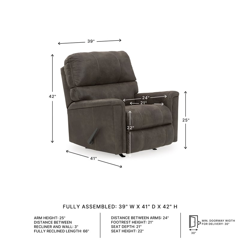 Signature Design by Ashley Navi Rocker Recliner in Smoke