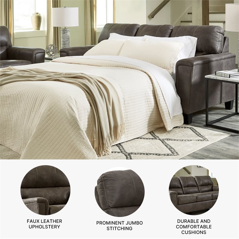 Signature Design by Ashley Navi Queen Sleeper Sofa in Smoke