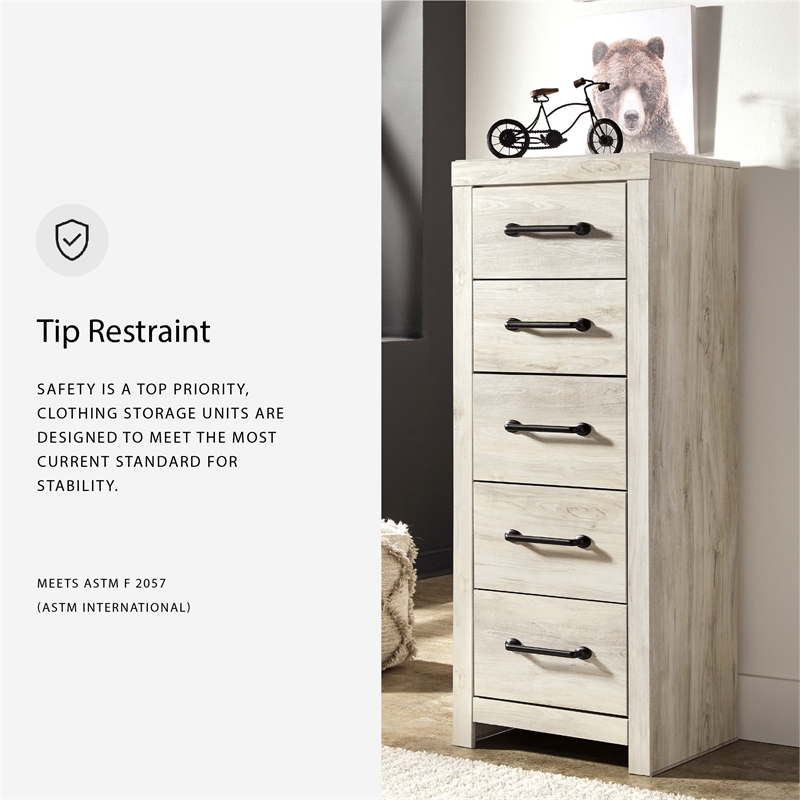 Signature Design by Ashley Cambeck Narrow 5 Drawer Chest in Whitewash