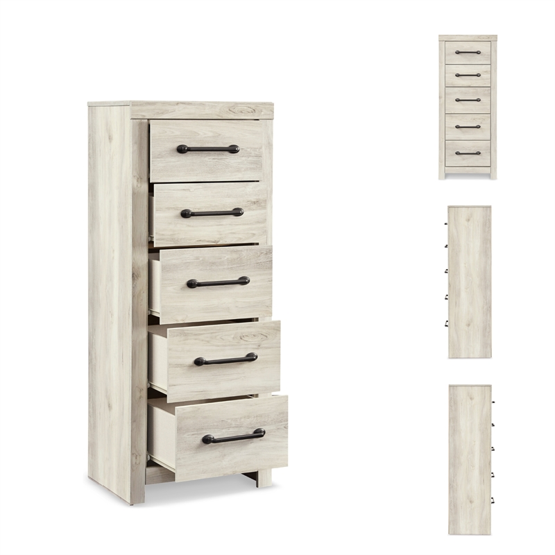 Signature Design by Ashley Cambeck Narrow 5 Drawer Chest in Whitewash