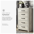 Signature Design by Ashley Cambeck 5 Drawer Chest in Whitewash