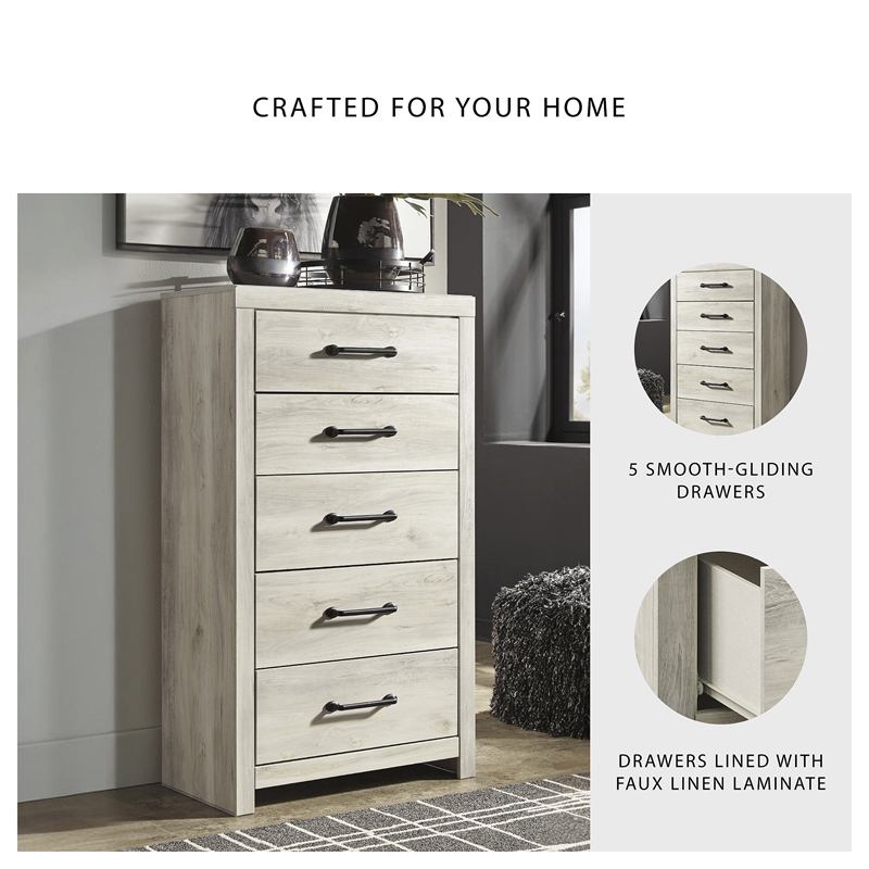 Signature Design by Ashley Cambeck 5 Drawer Chest in Whitewash