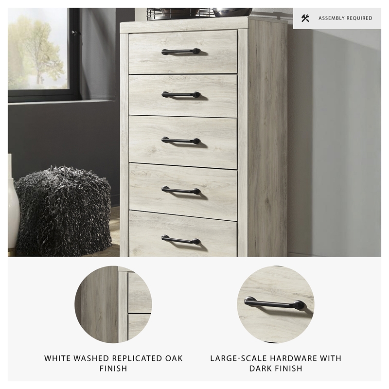Signature Design by Ashley Cambeck 5 Drawer Chest in Whitewash
