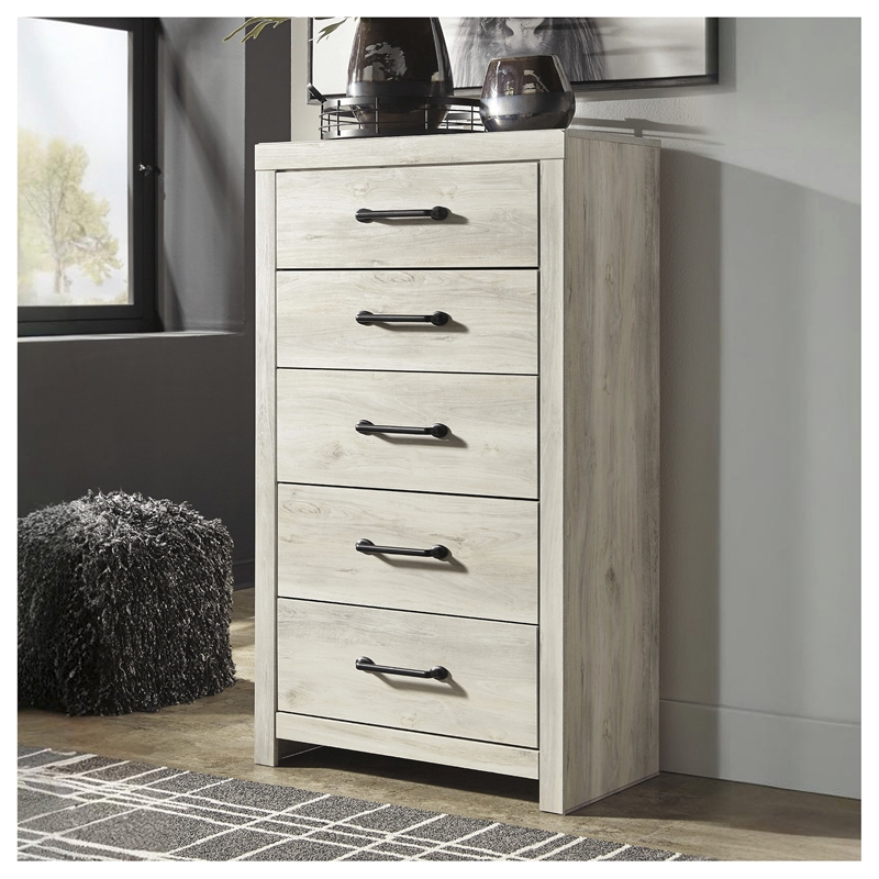 Signature Design by Ashley Cambeck 5 Drawer Chest in Whitewash