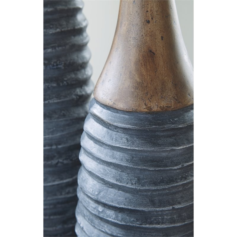 Signature Design by Ashley Blayze 2 Piece Vase Set in Antique Gray and Brown