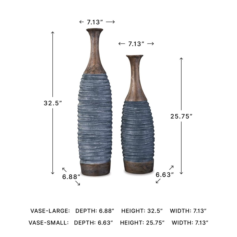 Signature Design by Ashley Blayze 2 Piece Vase Set in Antique Gray and Brown