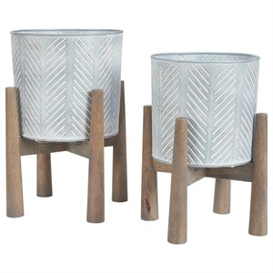 signature design by ashley domele 2 piece planter set in antique gray and brown