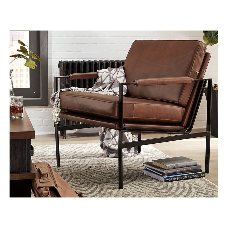 Signature Design by Ashley Puckman Leather Upholstered Accent Chair Brown/Silver