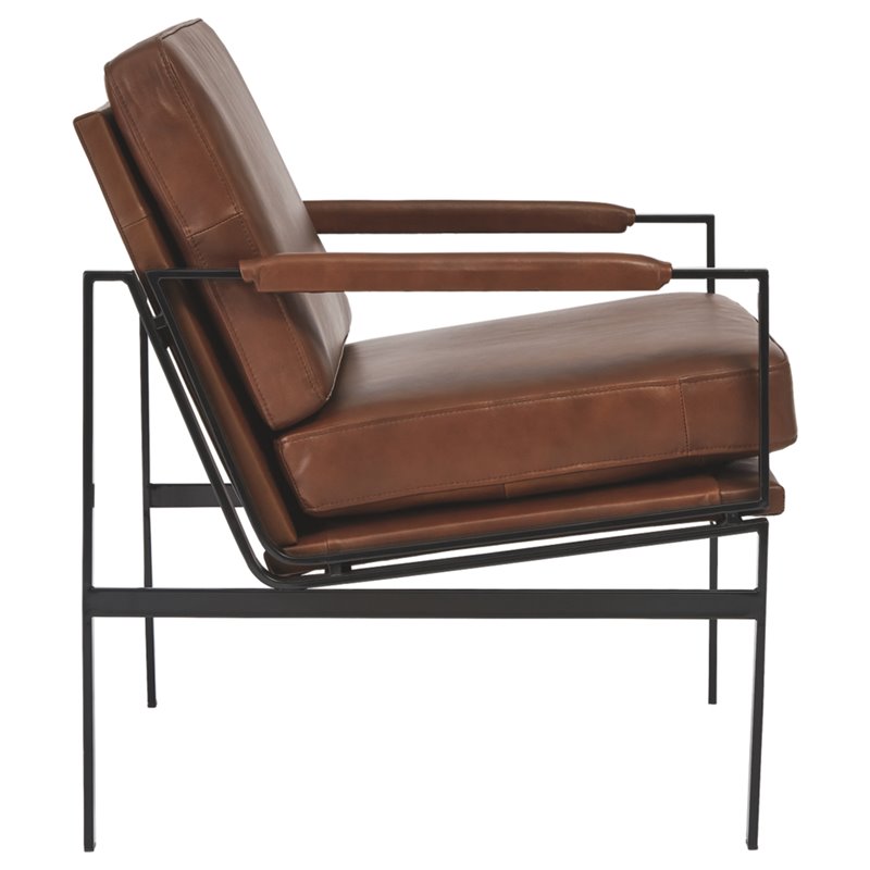 Signature Design by Ashley Puckman Leather Upholstered Accent Chair Brown/Silver