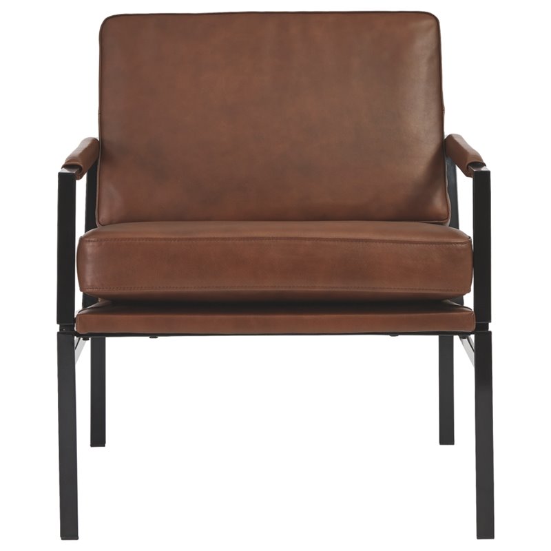 Signature Design by Ashley Puckman Leather Upholstered Accent Chair Brown/Silver