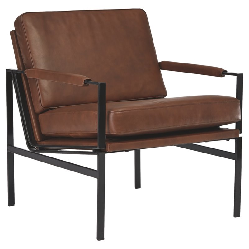 Signature Design by Ashley Puckman Leather Upholstered Accent Chair Brown/Silver