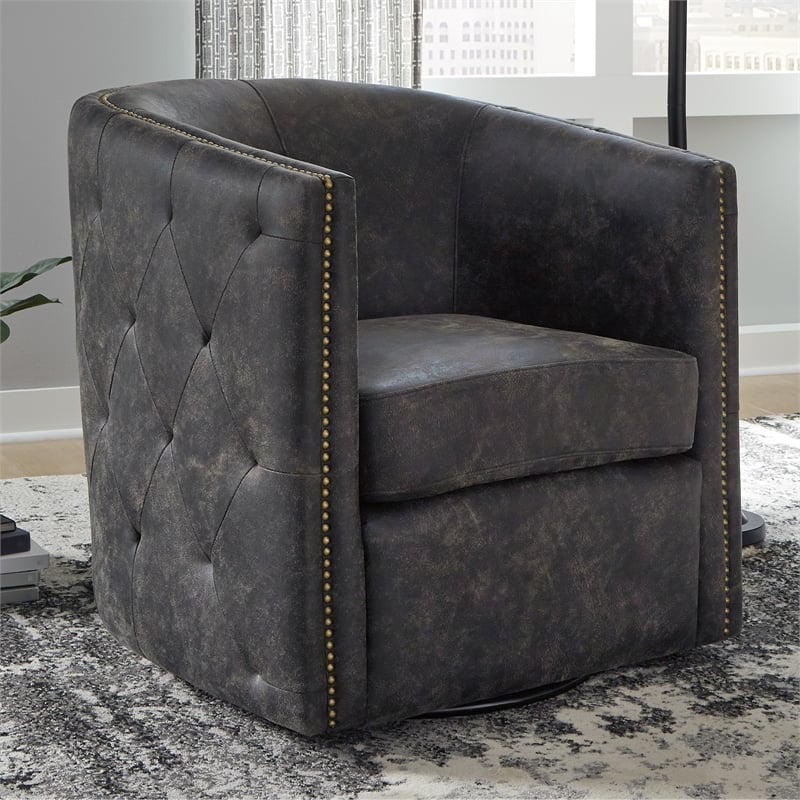 Signature Design by Ashley Brentlow Swivel Chair in Distressed Black