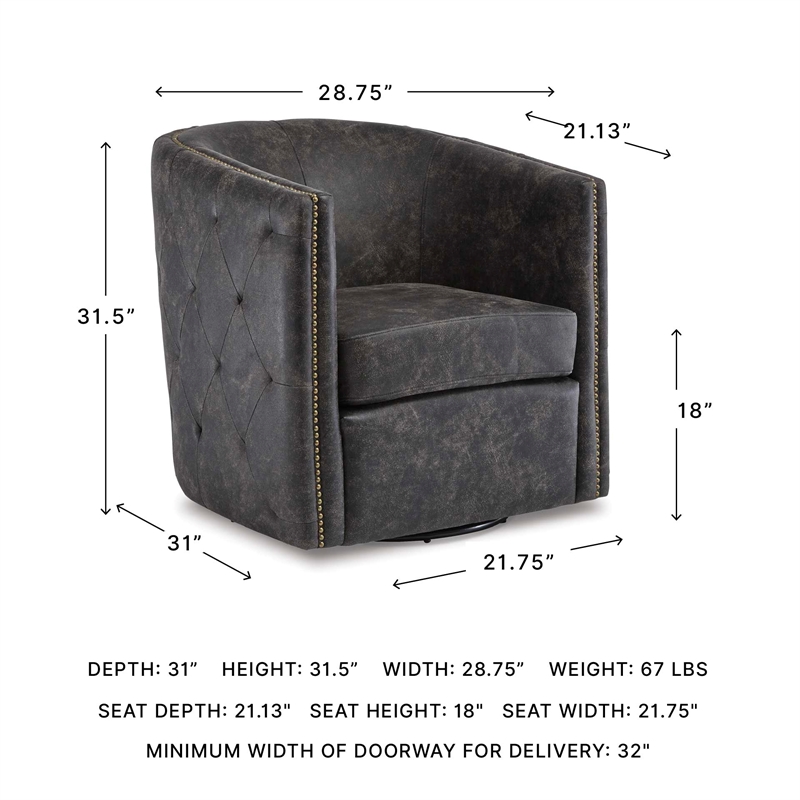 Signature Design by Ashley Brentlow Swivel Chair in Distressed Black