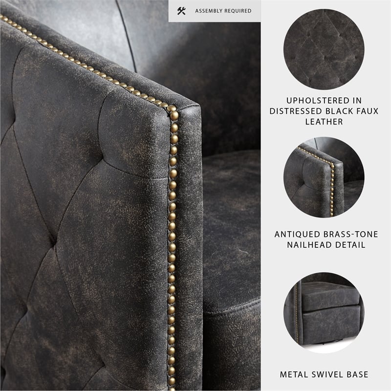 Signature Design by Ashley Brentlow Swivel Chair in Distressed Black