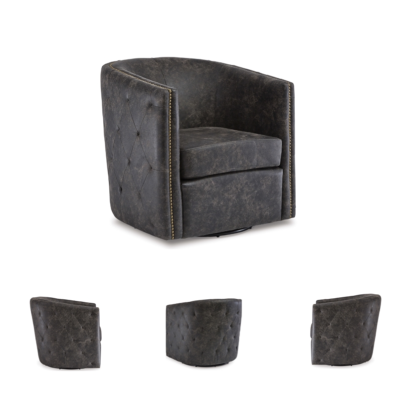 Signature Design by Ashley Brentlow Swivel Chair in Distressed Black