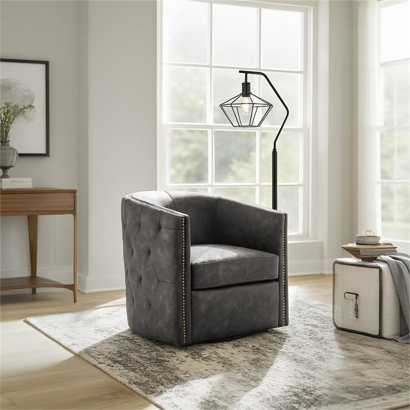 Signature Design by Ashley Brentlow Swivel Chair in Distressed Black