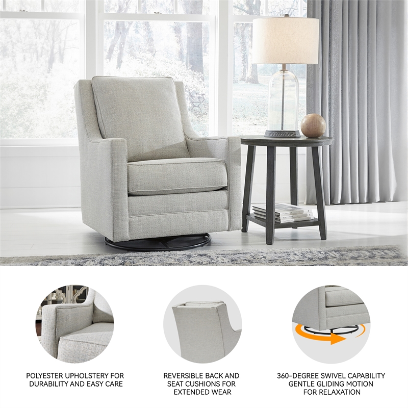 Signature Design by Ashley Kambria Swivel Glider Accent Chair in Frost