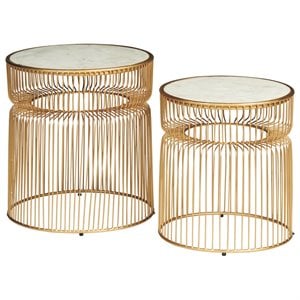 signature design by ashley vernway 2 piece accent table set in white and gold