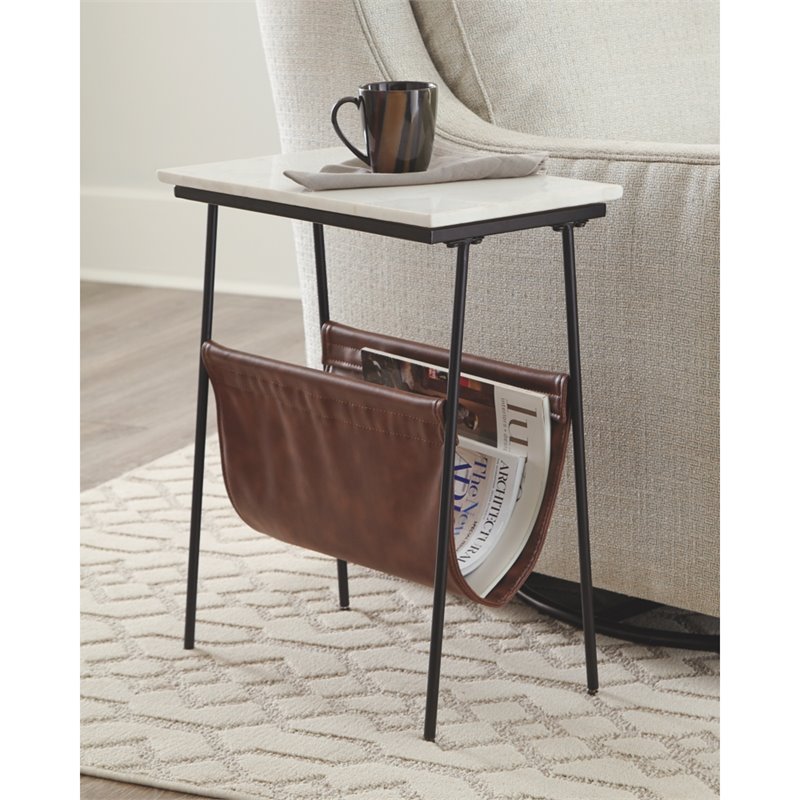 Signature Design by Ashley Etanbury Accent Table in Brown and Black and White